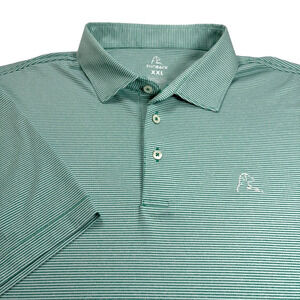 Rhoback Polo Golf Shirt Men's Size 2XL Blue Stripe Short Sleeve Performance